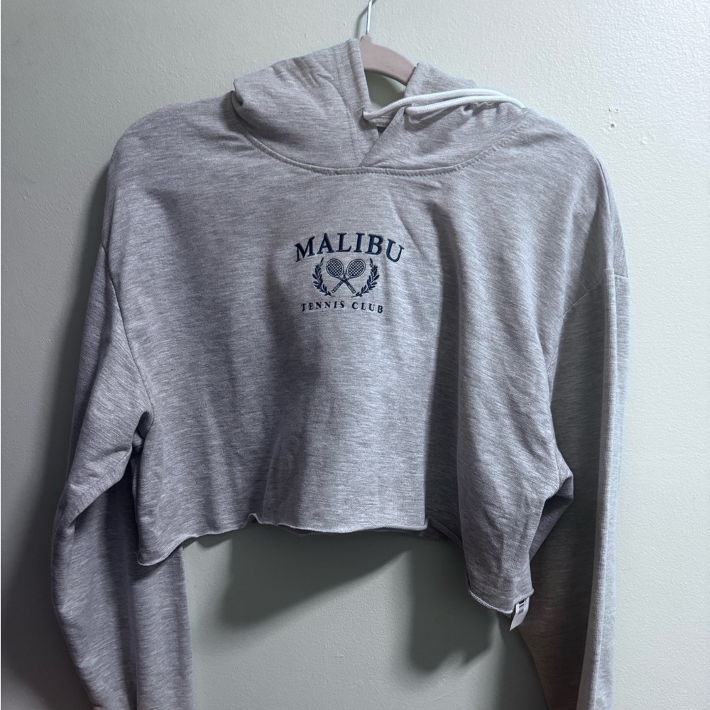 Refuge Light Gray Malibu Cropped Hoodie